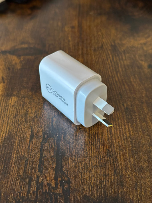 20W Fast Charging Wall Plug β USB-C & USB Ports